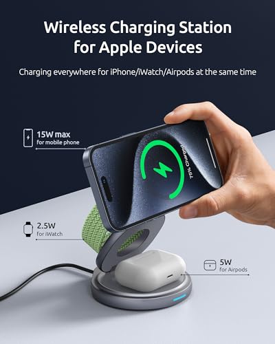 Metal 3-In-1 Wireless Charger Stand (360° Rotation)