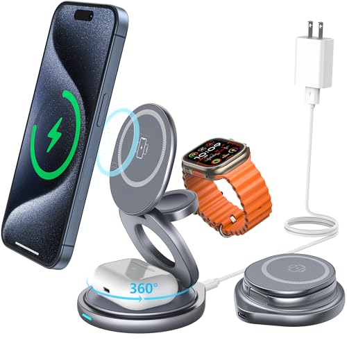 Metal 3-In-1 Wireless Charger Stand (360° Rotation)